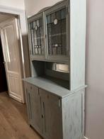 Antieke buffetkast met glas-in-lood ramen, lichtblauw geschi, Ophalen