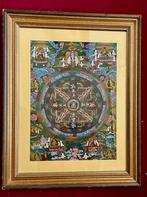 Thangka. Hand beschilderd ingelijst achter glas, Antiek en Kunst, Ophalen of Verzenden