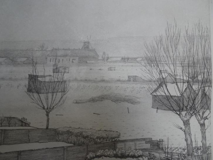 Groter ets titel winter om Leiden, Herman van der Jagt 1950, Antiek en Kunst, Kunst | Etsen en Gravures, Verzenden