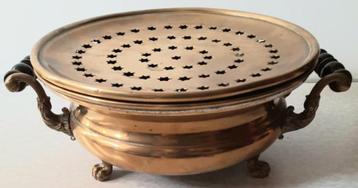 Biedermeier koperen bord/schotelwarmer beschikbaar voor biedingen
