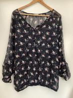 BIEN BLEU Zwarte Blouse XXL bloemetjes, Kleding | Dames, Blouses en Tunieken, Ophalen of Verzenden, Zo goed als nieuw, Maat 46/48 (XL) of groter