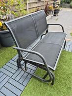 2x 2-persoons tuinbankjes + glazen tafeltje, Tuin en Terras, Tuinbanken, Ophalen of Verzenden, Gebruikt, Metaal, Schommelbank