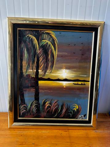 Schilderij met tropisch landschap beschikbaar voor biedingen