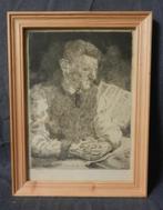 Ets Portret van zijn vader Theo Beerendonk 1935 hxb 16x12 cm, Antiek en Kunst, Kunst | Etsen en Gravures, Ophalen of Verzenden