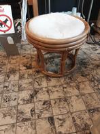 Vintage Rotan Poef met Kussen, Ophalen, Gebruikt, Bruin, Vintage