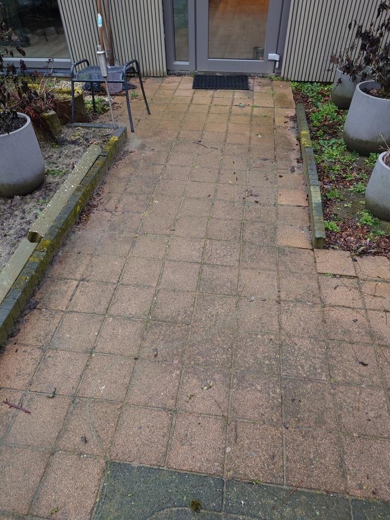 Rode klinkers 20x20x6 - 32m2 met zwart vlak, Tuin en Terras, Ophalen, Gebruikt, Klinkers, 10 m² of meer