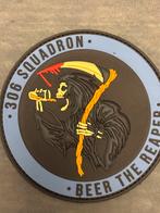 Pvc embleem 306 SQN beer the reaper, Verzenden, Luchtmacht, Nederland, Embleem of Badge