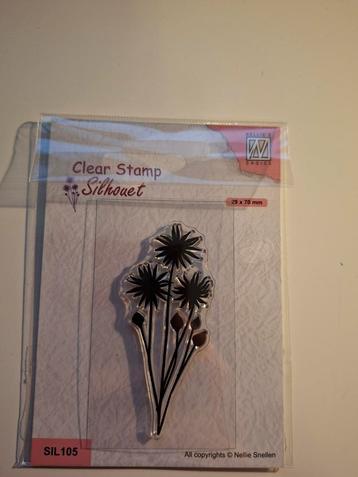 Nellie Snellen Clear Stamp - Bloemen Silhouet beschikbaar voor biedingen