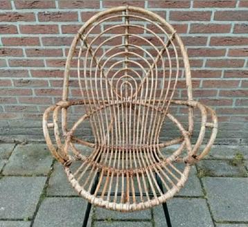 STOEL,Riet,1970,Rotan,Rohè,Noordwolde,RETRO,Rotanstoel beschikbaar voor biedingen