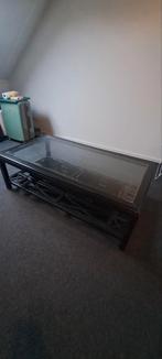 Glazen salontafel met zwarte bakken - Rofra, Gebruikt, 100 tot 150 cm, Glas, Modern