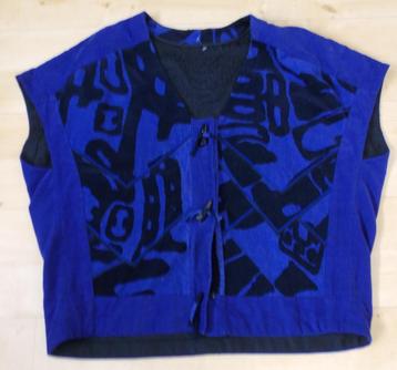 Apart handgemaakt fijne ribstof blauw/zwart gilet/top! XXL beschikbaar voor biedingen