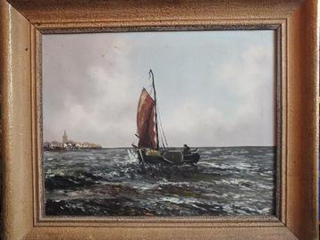 Schilderij Zeilbootje IJsselmeer. beschikbaar voor biedingen
