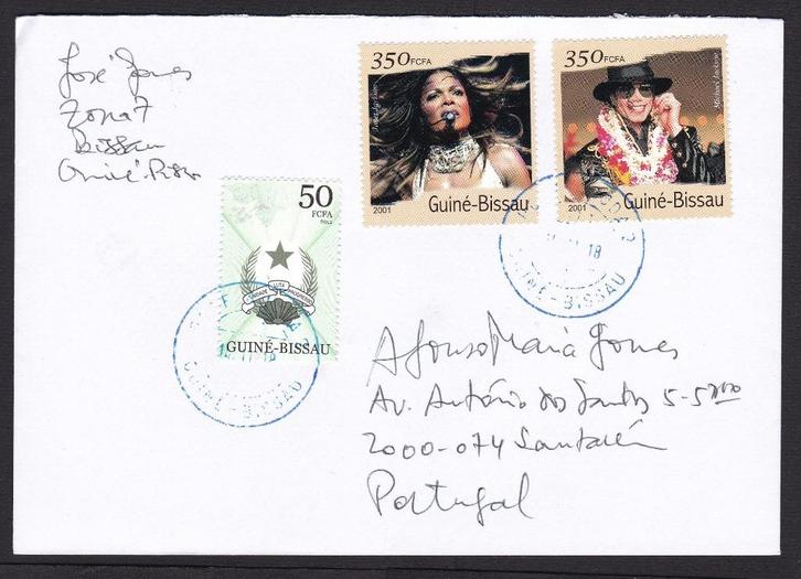 Brief Guiné-Bissau met postzegels Janet en Michael Jackson, Postzegels en Munten, Brieven en Enveloppen | Buitenland, Brief, Verzenden