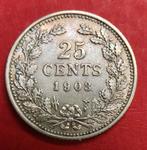 25 cent 1903. Zfr., Postzegels en Munten, Munten | Nederland, Zilver, 25 cent, Ophalen of Verzenden, Koningin Wilhelmina