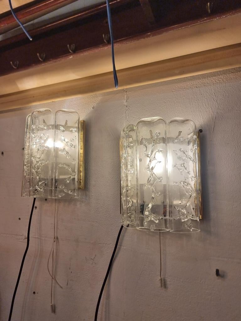 Set wandlampen ijsglas Doria Leuchten jaren 60, Ophalen, ,, ,, ,