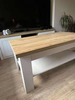 Salontafel MARKSKEL 60x110 wit/eiken, Ophalen, 100 tot 150 cm, 50 tot 75 cm, 50 tot 100 cm
