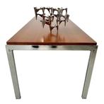 Vintage Deens design salontafel teak chroom midcentury, Huis en Inrichting, Tafels | Salontafels, Minder dan 50 cm, 100 tot 150 cm