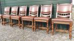 6 Klassieke Eiken Eetkamerstoelen met Lederen Bekleding, Ophalen