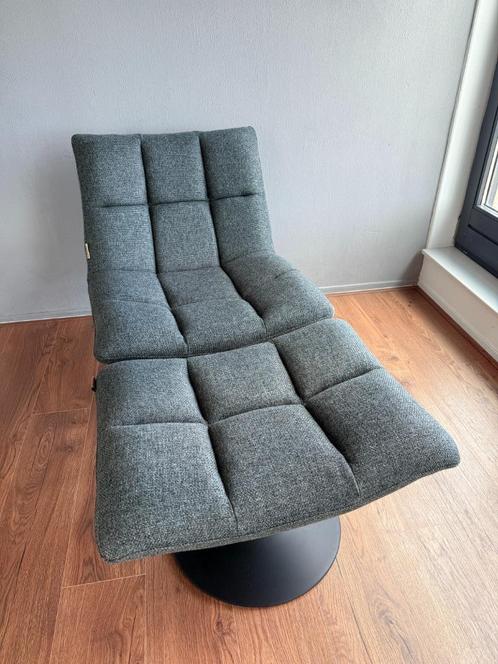 Comfortabele Dutchbone Bar Fauteuil + hocker donkergrijs, Huis en Inrichting, Fauteuils, Zo goed als nieuw, Stof, Overige materialen