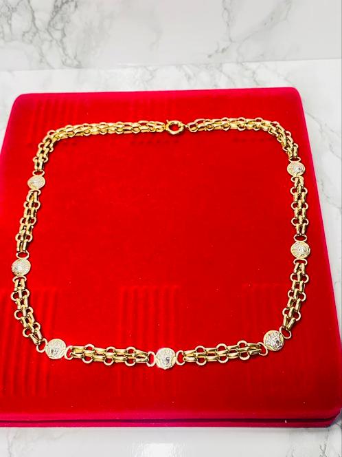 Gouden ketting - versace icon met rolex schakel - 14 karaat, Sieraden, Tassen en Uiterlijk, Kettingen, Zo goed als nieuw, Goud