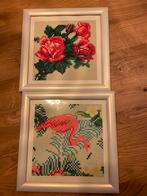 2 schilderijtjes diamond painting met lijst, Ophalen of Verzenden, Zo goed als nieuw, Hout, Minder dan 50 cm