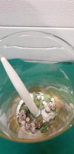 vaas van glas met versiering en kaars, Ophalen of Verzenden, 'T Olde Gre-j, Info@toldegrej.nl, Endepoelstraat 20f Didam