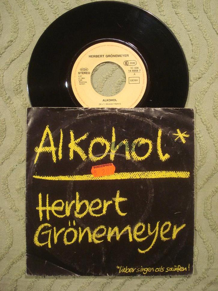 Herbert Grönemeyer 7" Vinyl Single: ‘Alkohol’ (D), Cd's en Dvd's, Vinyl Singles, Gebruikt, Single, Pop, 7 inch, Ophalen of Verzenden