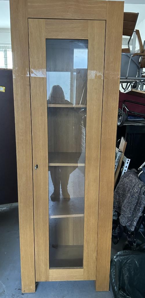 vitrinekast blank eiken met glazen deur en planken, Huis en Inrichting, Kasten | Vitrinekasten, Zo goed als nieuw, 150 tot 200 cm