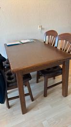 Eikenhouten eettafel met 4 stoelen, Ophalen, Gebruikt, Bruin, Vier