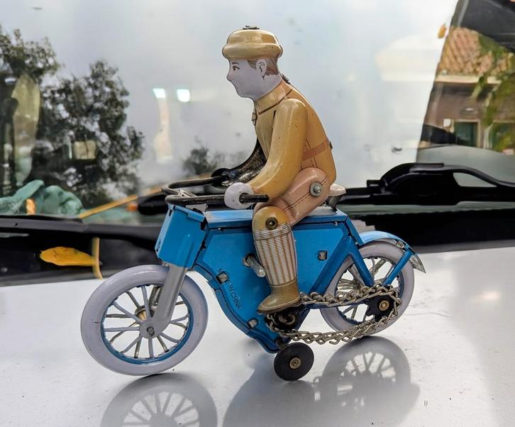 Vintage blikken speelgoed motorrijder, Antiek en Kunst, Antiek | Speelgoed, Ophalen of Verzenden