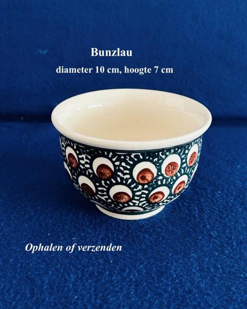 Verzenden kan BUNZLAU mok kom Peacock Pauwenogen Vintage, Antiek en Kunst, Antiek | Servies los, Ophalen