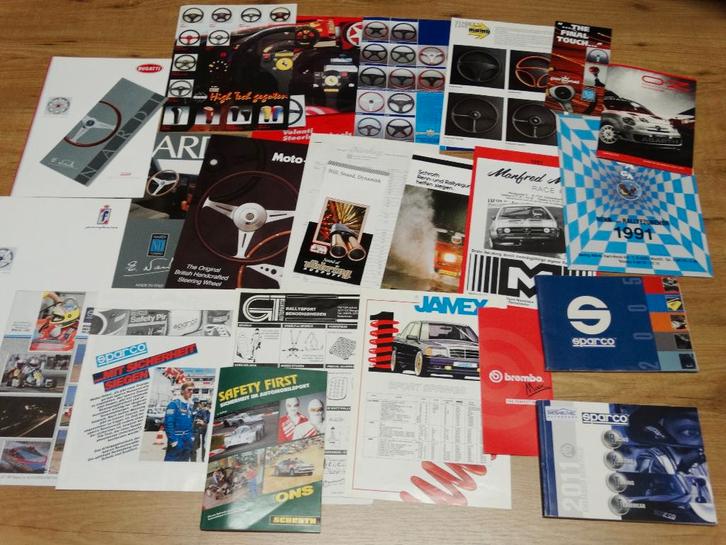 Partij oude vintage autosport race accessoires folders, Boeken, Auto's | Folders en Tijdschriften, Zo goed als nieuw, Overige merken