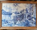 Delfts blauw wand tegel schilderij Netten boeten, Ophalen