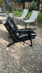 Z.g.a.n. Woood Fauteuil - Stijlvolle Zwarte Stoel, Huis en Inrichting, Fauteuils, Ophalen, Minder dan 75 cm, Hout, Zo goed als nieuw