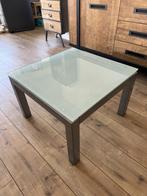 Prachtige bijzettafel met afneembare glasplaat, 59x59x40cm, Ophalen, Minder dan 45 cm, Gebruikt, Metaal of Aluminium