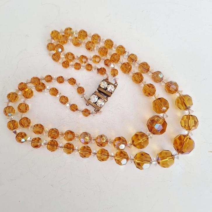 Schitterende vintage 2 rijen ketting, Tsjechië jaren 1950s, Sieraden, Tassen en Uiterlijk, Antieke sieraden, Ketting, Overige materialen