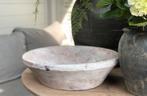 Zware houten schaal India white wash bohemian Ibiza, Ophalen of Verzenden