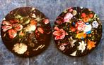 2 canvas schilderijen retro klassieke oude meesters bloemen, Ophalen of Verzenden