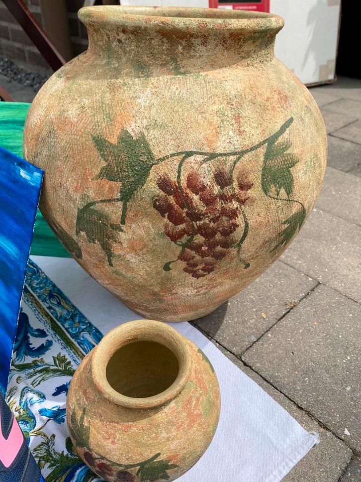 Kruik / bloempot / aarden vaas, set 1 groot en 1 klein, Huis en Inrichting, Woonaccessoires | Vazen, Zo goed als nieuw, Overige kleuren