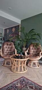Vintage Rotan Set - Jaren 70 - Draaifauteuils, Huis en Inrichting, Fauteuils, Ophalen, Vintage, 75 tot 100 cm, Zo goed als nieuw