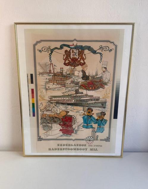 Originele poster | De Nederlander 1905 Rotterdam Stoomboot, Verzamelen, Scheepvaart, Zo goed als nieuw, Kaart, Foto of Prent, Motorboot of Zeilboot