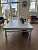 Vintage salontafel – wit hout met industriële details, Huis en Inrichting, Ophalen, Gebruikt, 100 tot 150 cm, Vintage industrieel Piet Hein Eek