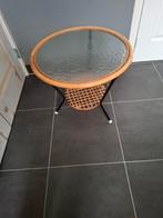 Rotan tafeltje met glasplaat als nieuw., Minder dan 55 cm, Rond, Zo goed als nieuw, Ophalen