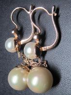 Vintage 14K gouden pearl design oorbellen 10,5 gram 6 cm, Ophalen, Goud, Oorbellen