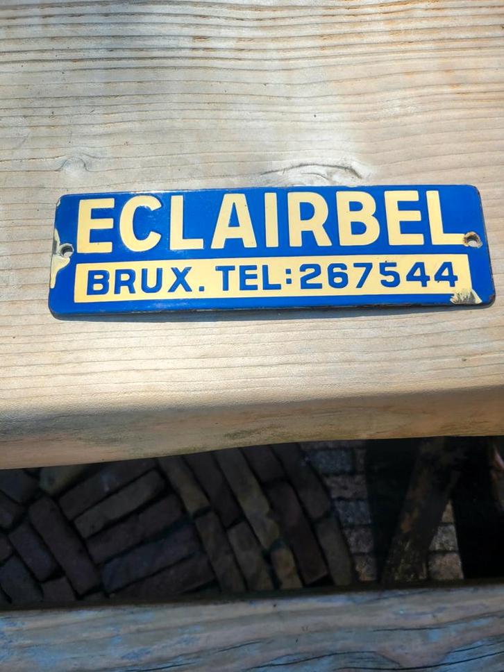 Vintage Eclairbel Emaille Reclamebord Brussel, Antiek en Kunst, Antiek | Emaille, Ophalen of Verzenden