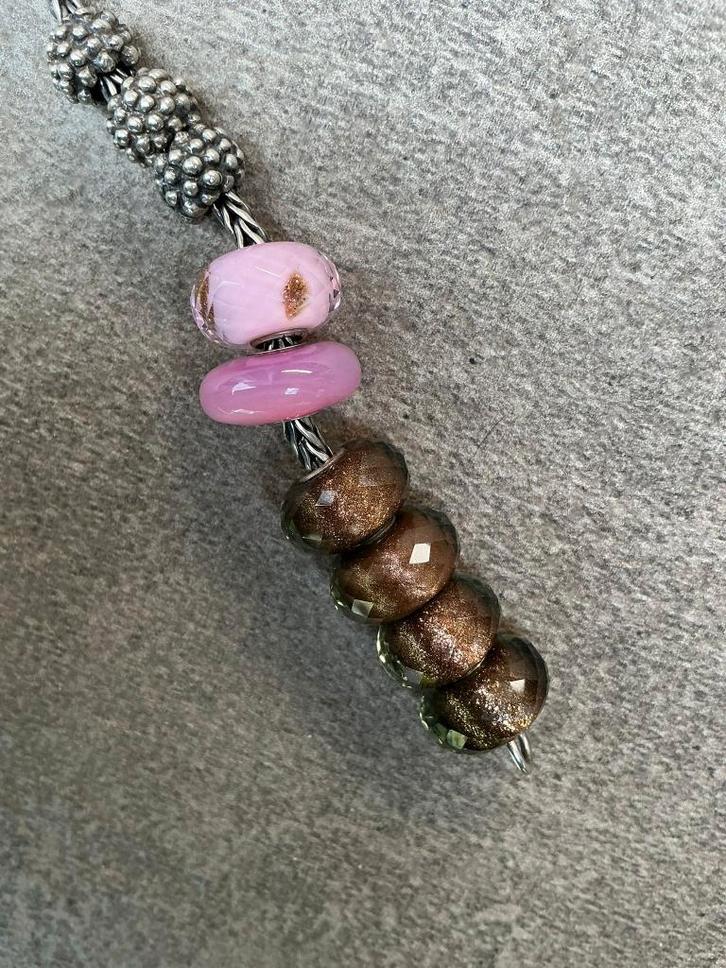 trollbeads ketting zilver edelsteen, Sieraden, Tassen en Uiterlijk, Bedels, Zo goed als nieuw, Trollbeads, Zilver, 4 bedels of meer