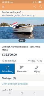 Aluminium Verhoef sloep 1960, Watersport en Boten, Ophalen, Gebruikt, Zeilboot of Motorboot