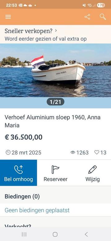 Aluminium Verhoef sloep 1960 beschikbaar voor biedingen