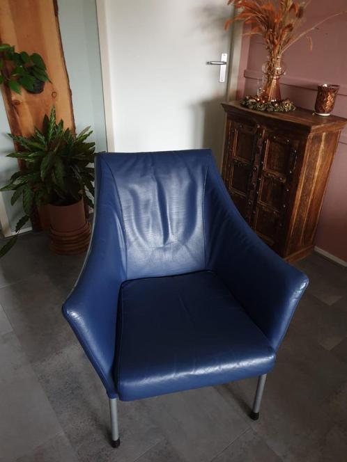 stoelen Fauteuil 2x, Huis en Inrichting, Stoelen, Zo goed als nieuw, Twee, Kunststof, Leer, Blauw, Ophalen