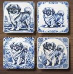 Tibetaanse Spaniël Delfts Blauw onderzetters met houder, Ophalen of Verzenden, Nieuw, Glas of Kopje